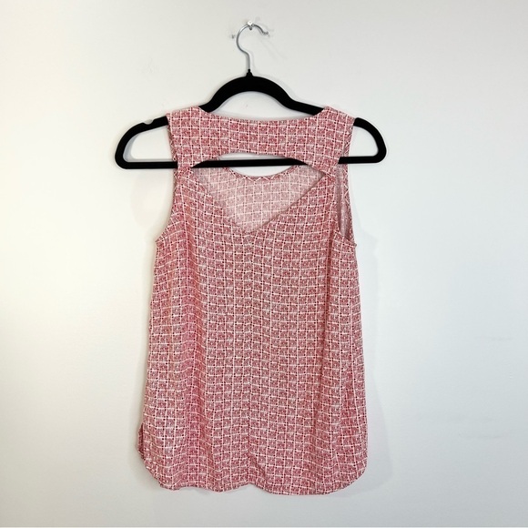 Tristan red white geometric print cut out sleeveless top S - Picture 3 of 7
